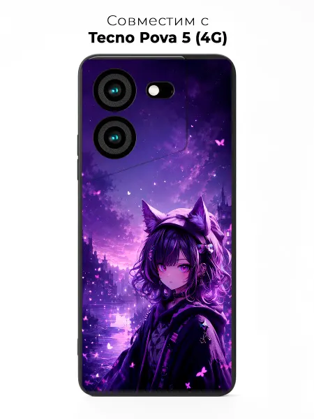 Vip Case Чехол на Tecno Pova 5 (4G) Аниме Девушка Кошка