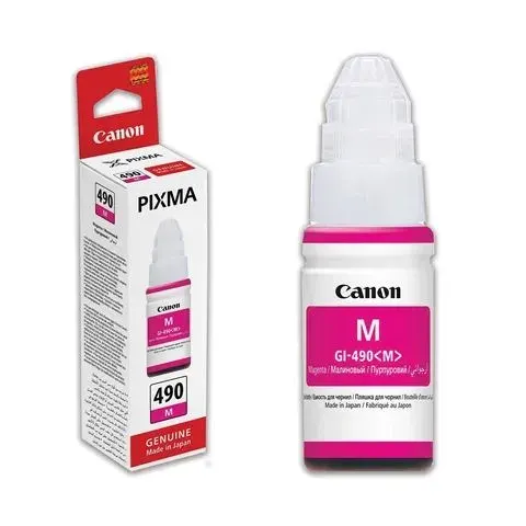 Краска для принтера CANON GI-490M, чернила для СНПЧ Pixma G1400/G2400/G3400, 70мл, пурпурные (0665C001)