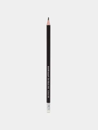 Чернографитный карандаш ErichKrause Jet Black, шестигранный, с ластиком, HB 45606