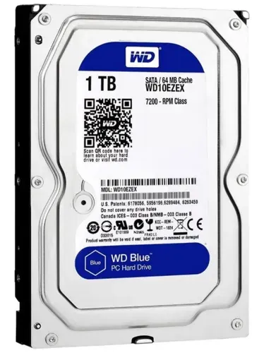 Western Digital 1 ТБ Внутренний SSD-диск , 3.5" (1 ТБ Жесткий диск WD Blue WD10EZEX)