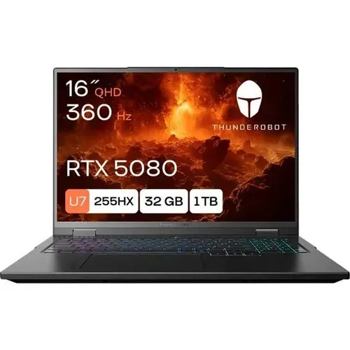 Thunderobot Zero 16 Ultra Ноутбук 16", Intel Core Ultra 7 255HX, RAM 32 ГБ, SSD 1000 ГБ, NVIDIA GeForce RTX 5080 (16 Гб), Windows Home, (Zero 16 Ultra), черный, Русская раскладка