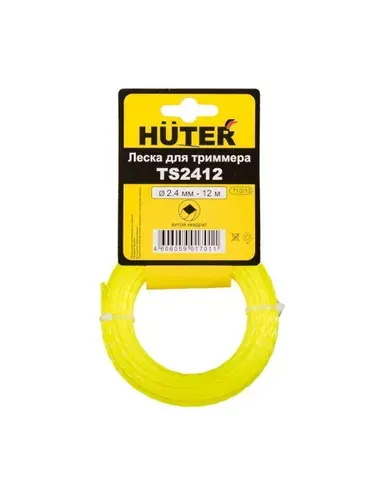 Huter Леска для триммера 2.4 мм, 12 м, квадрат, желтая, TS2412