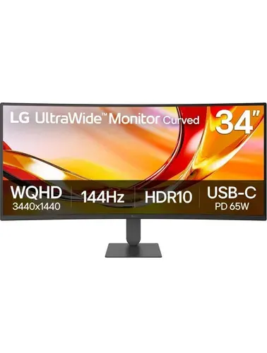 LG 34" Монитор 34U640B-B (34U640B-B), VA, 3440x1440 Ultra WQHD, 144 Гц, Изогнутый экран, черный