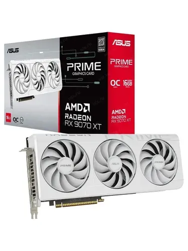 ASUS Видеокарта Radeon RX 9070 XT 16 ГБ (PRIME-RX9070XT-O16G-WHITE)