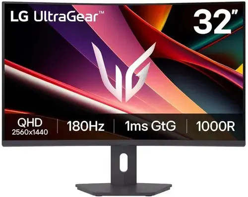 LG 32" Монитор UltraGear 32G600A-B (32G600A-B.ARUQ), VA, 2560x1440 2K, 180 Гц, Изогнутый экран, черный