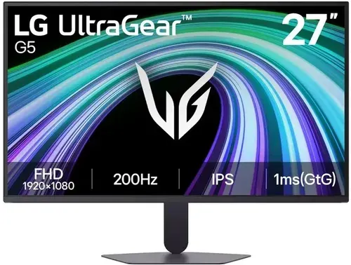 LG 27" Монитор 27G523B-B (27G523B-B.ARUZ) UltraGear G5, 200 Гц, FHD, Ростест (ЕАС), официальная гарантия (27G523B-B.ARUZ), IPS, 1920x1080, 200 Гц, черный, черно-серый