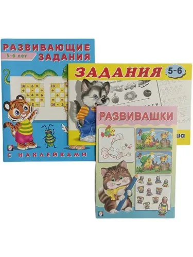 Книжки для детей с развивающими заданиями 5-6 лет. Комплект из 3 книг