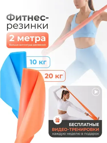 Резинки для фитнеса 2 шт, эспандер ленточный, Airclif