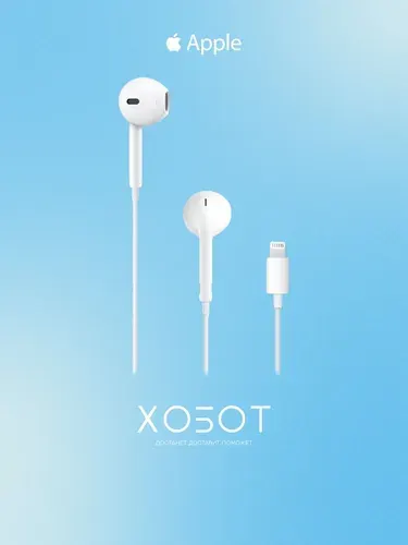 Наушники Apple EarPods with Lightning Connector MMTN2ZM/A проводные с микрофоном, белый