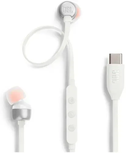 Проводные наушники JBL T310C,USB type C, с микрофоном ,белые