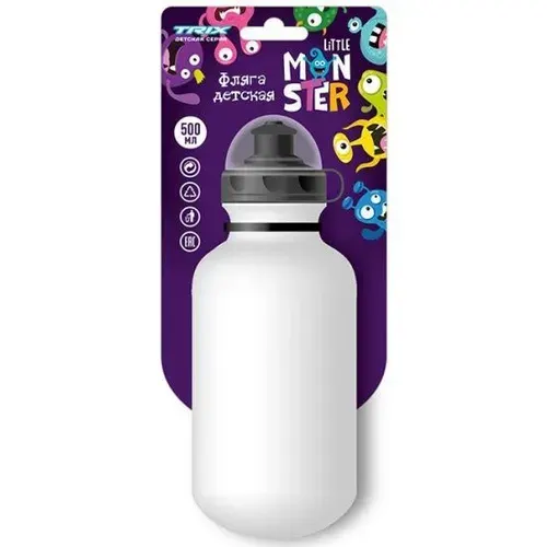 Фляга TRIX Little Monster детская, 500 мл, защитная крышка, LDPE