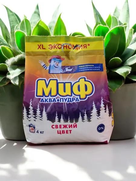 Стиральный порошок "Миф" Аквапудра, антибактериальный, для белого белья, 4 кг