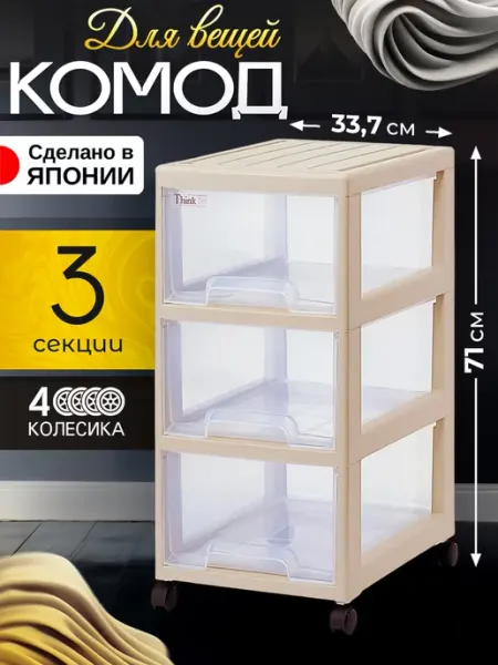 Sanko Комод для вещей пластиковый белый 47,5х33,7х71 см