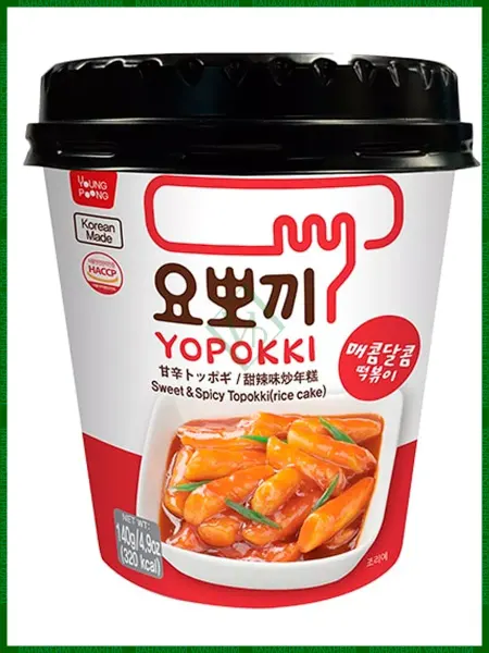Yoppoki Токпокки рисовые палочки с сладко-острым соусом стакан140г
