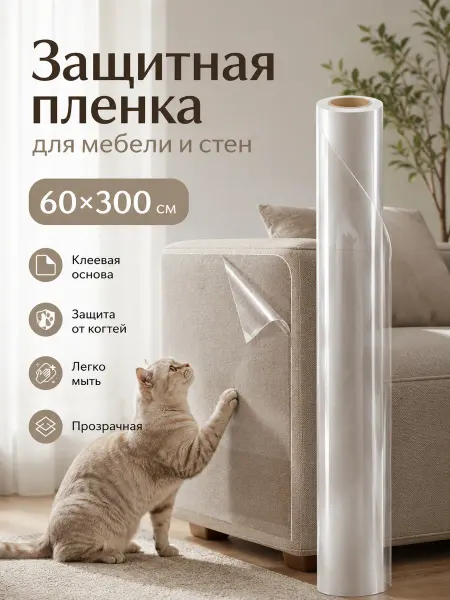 Прилипало Когтеточка для кошек,плёнка самоклеящаяся для мебели,60*300