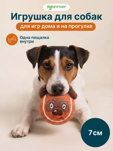 Triol Игрушка для собак Мяч-медвежонок, 7 см