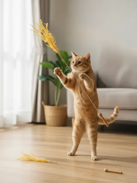 Japan Premium Pet Игрушка дразнилка длинная для кошек колосок
