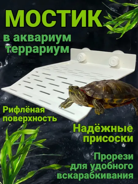 Lion Store Мостик для черепахи, декор в аквариум, островок на присосках