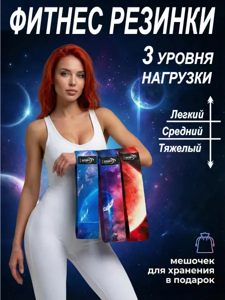 Резинка для фитнеса набор 3 шт. Разная нагрузка