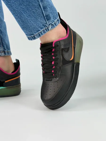 ЯShoes Кроссовки Nike Air Force 1 React Black Neon спортивные форсы
