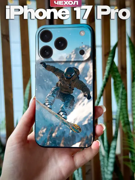 PBl store Чехол на iPhone 17 Pro с принтом Сноубордист