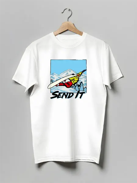 Favorit Club Футболка сноуборд Send It спорт графика комикс горы зима