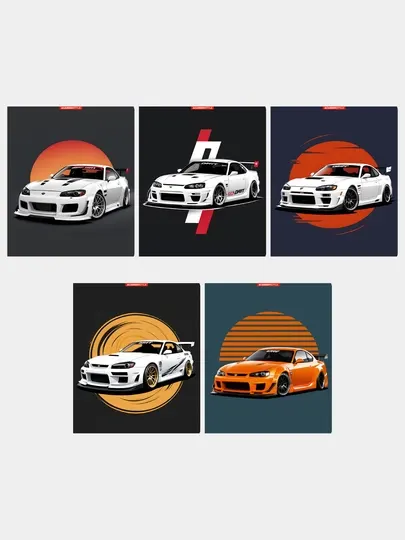 Тетрадь, А5, 48 листов, клетка, "Sport cars" 5 шт