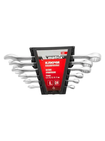 MATRIX, Набор ключей комбинированных 6-17 мм, 6шт, CrV, 15402