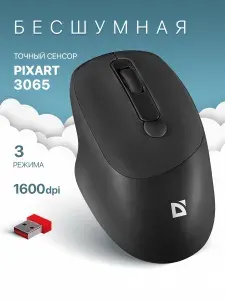 Мышь для ноутбука беспроводная оптическая Feam черный,4D,800-1600dpi,бесшумный клик