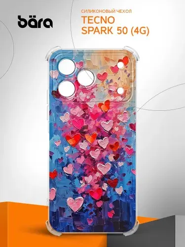 Чехол на Tecno Spark 50 (4G) / Техно Спарк 50 (4Г) с картинкой Сердечки акварель