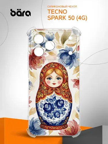 Чехол на Tecno Spark 50 (4G) / Техно Спарк 50 (4Г) матрешка гжель