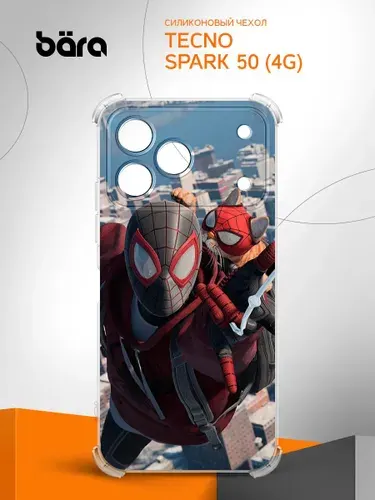 Чехол на Tecno Spark 50 (4G) / Техно Спарк 50 (4Г) Человек-Паук с котом
