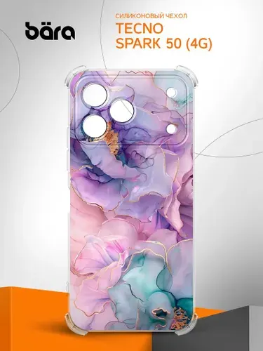 Чехол на Tecno Spark 50 (4G) / Техно Спарк 50 (4Г) с рисунком Мрамор цветочный
