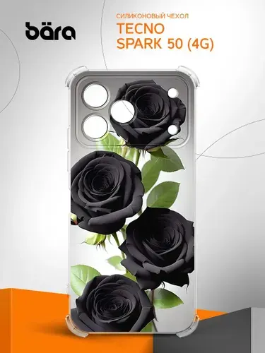 Чехол на Tecno Spark 50 (4G) / Техно Спарк 50 (4Г) Черные розы