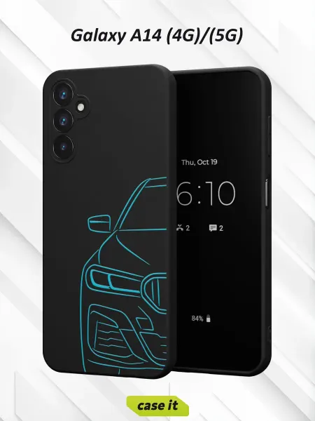 Case it Чехол на Samsung A14 4G 5G с принтом силуэт BMW 5 серии
