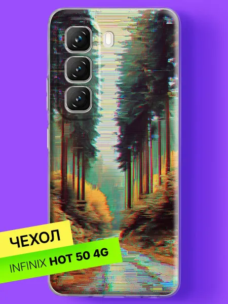 Infinix Чехол на Hot 50 4G с принтом Глитч-лес