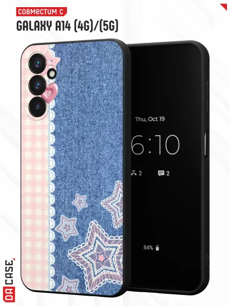 DACase Чехол на Samsung A14 4G 5G с принтом Джинсовый