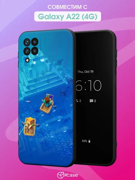Kcase Чехол на Samsung A22 4G с принтом Майнкрафт