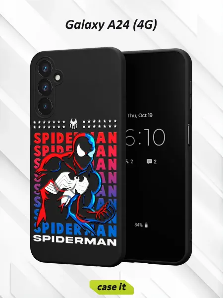 Case it Чехол на Samsung A24 4Gс принтом Черный Человек-Паук