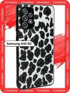 Силиконовый чехол с леопардовым принтом и эффектом металлик на Samsung A32 4G, для Самсунг А32