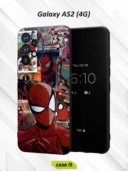 Case it Чехол на Samsung A52 4Gс принтом Черный Человек-Паук