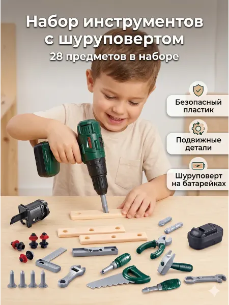 Bee Toys Детский набор инструментов с перфоратором