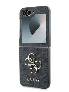 Чехол Guess PU на Samsung Galaxy Z Flip6 из экокожи, с защитой камеры, с металлическим логотипом 4G Big metal logo, черный