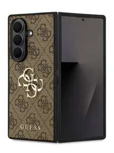 Чехол Guess на Samsung Galaxy Z Fold7, PU Leather, из экокожи, с металлическим логотипом 4G Big metal logo, коричневый