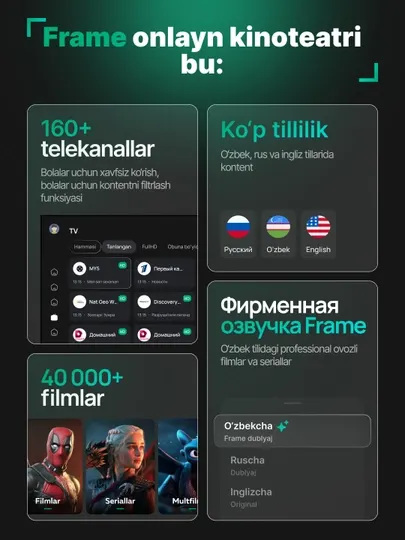 Телевизор smart - Frame TV 55", 65", 75", 86" 4K UHD с онлайн-кинотеатром и ТВ-каналами