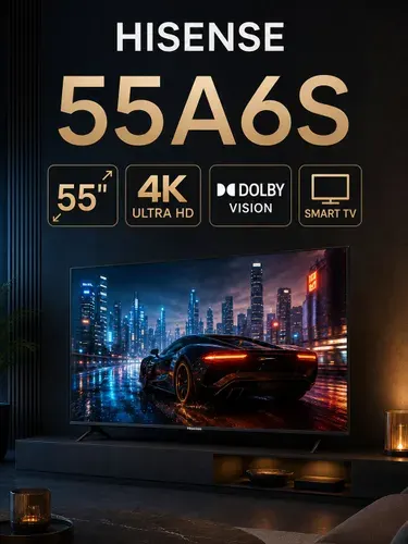 Hisense Телевизор 55A6S 55″ 4K UHD, черный