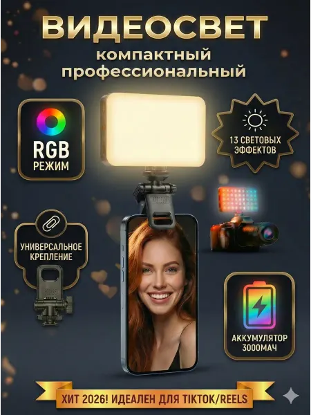 4PHOTO Видеосвет для штатива и съёмки с телефона ноутбука