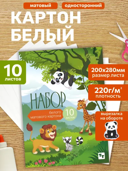 TINKITOYS Белый картон матовый в папке А4