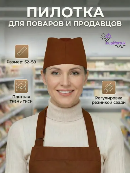 Kupifartuk Пилотка для повара и продавца коричневый