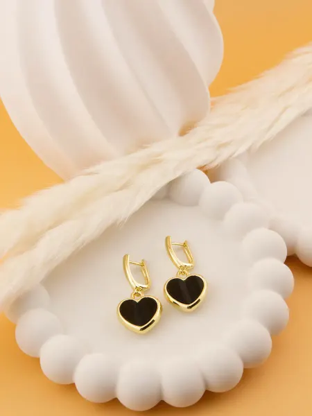 M&I Accesories Серьги сердечки бижутерия удлиненная